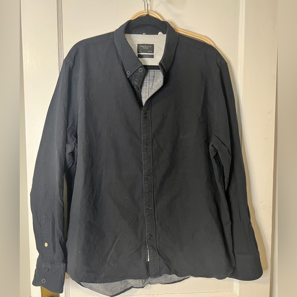 rag & bone Men's Black 100% Cotton Button-Down Shirt Size XXL